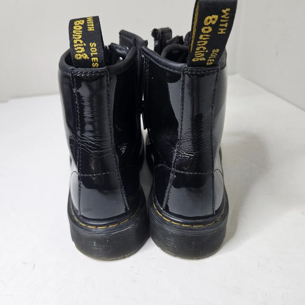 Dr. Martens Youth Sinclair Bex Patent Leather Boot Black, Zipper Lace Up Kids 3